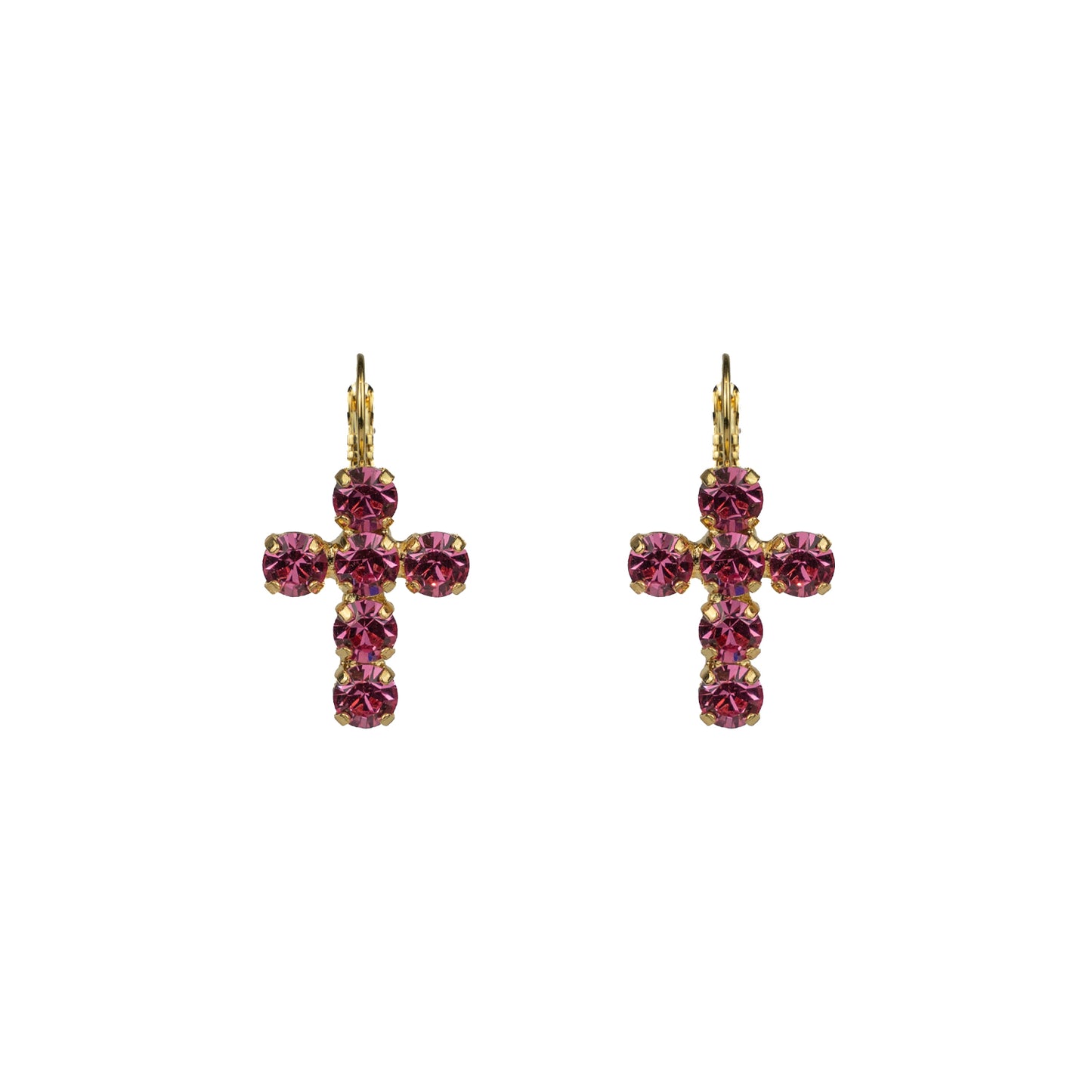 Crystal Cross Drops - Rose - Soft Gold