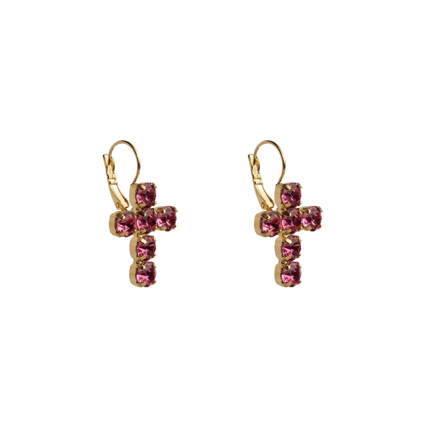 Crystal Cross Drops - Rose - Soft Gold