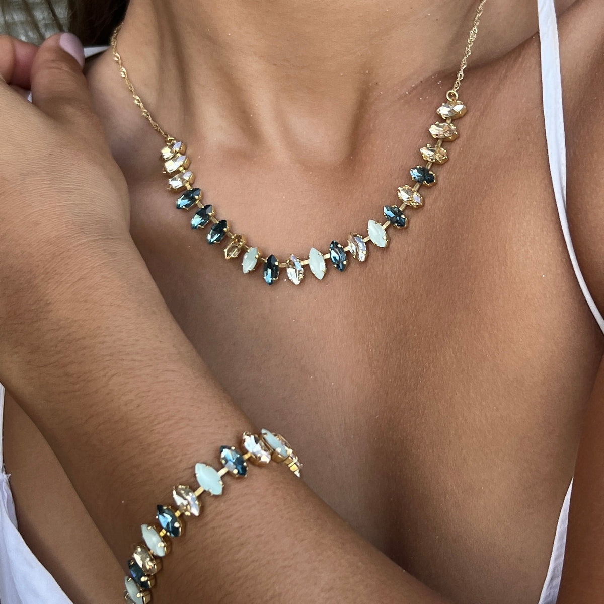 Astrid Chain - Denim Blue - Gold Plated