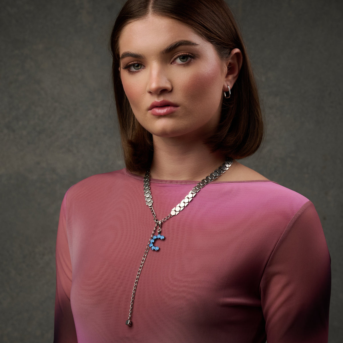 Dylan Chain - Jet - Antique Silver