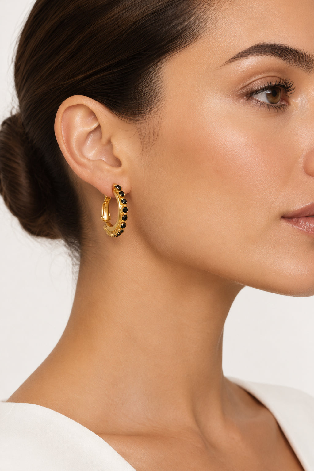 Elphin Hoops - Jet - Small - Bronze Plated