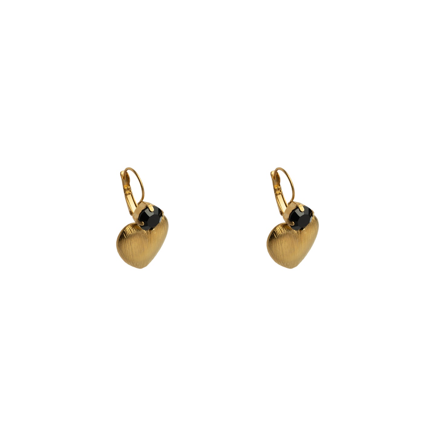 Crystal Heart Drops - Jet - Bronze Matte