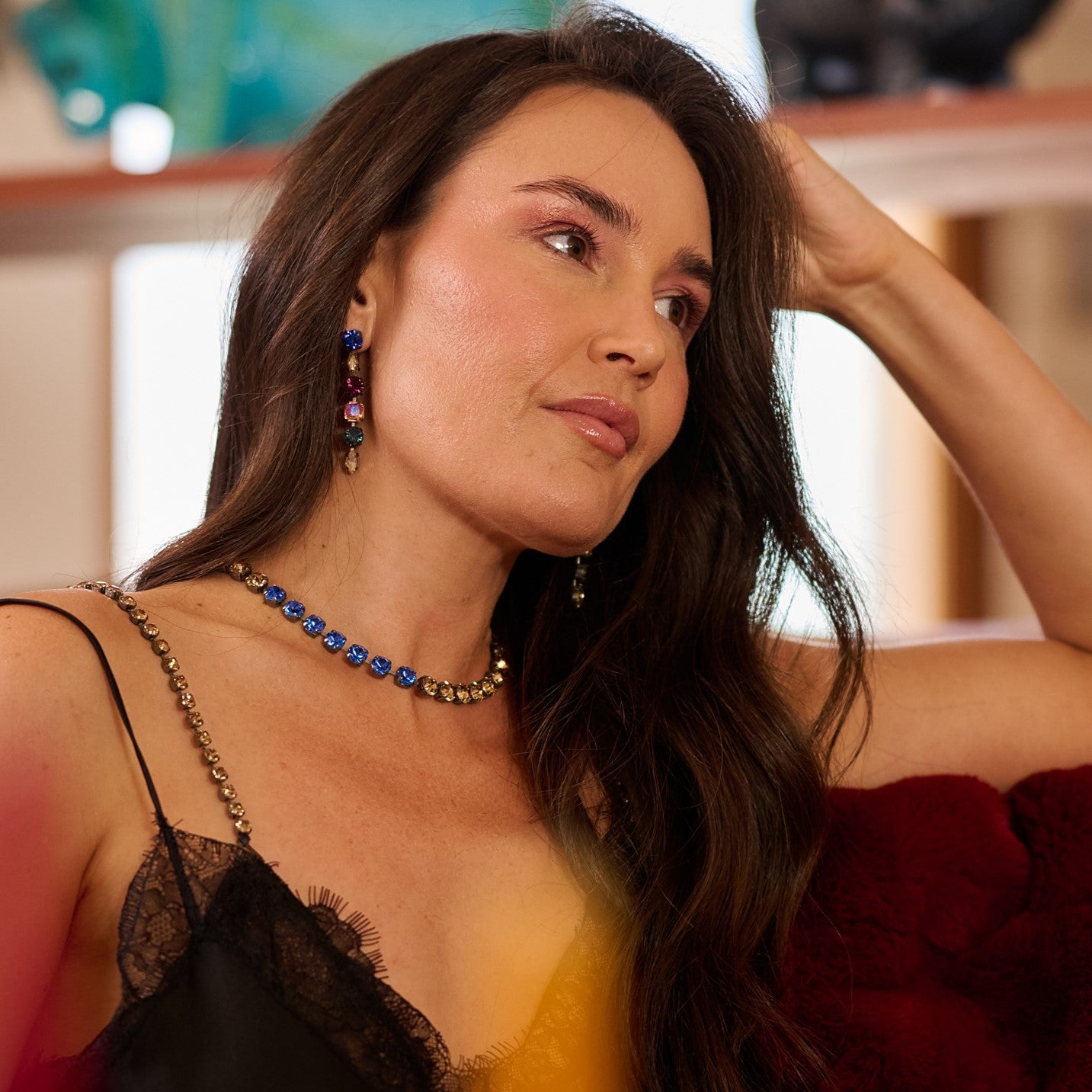 Aurora Mini Rocks Bra Straps - Crystal/Topaz