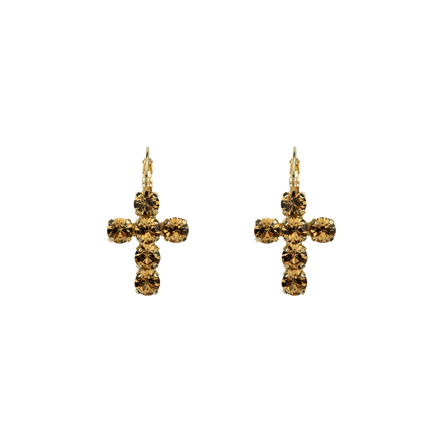 Crystal Cross Drops - Topaz - Soft Gold