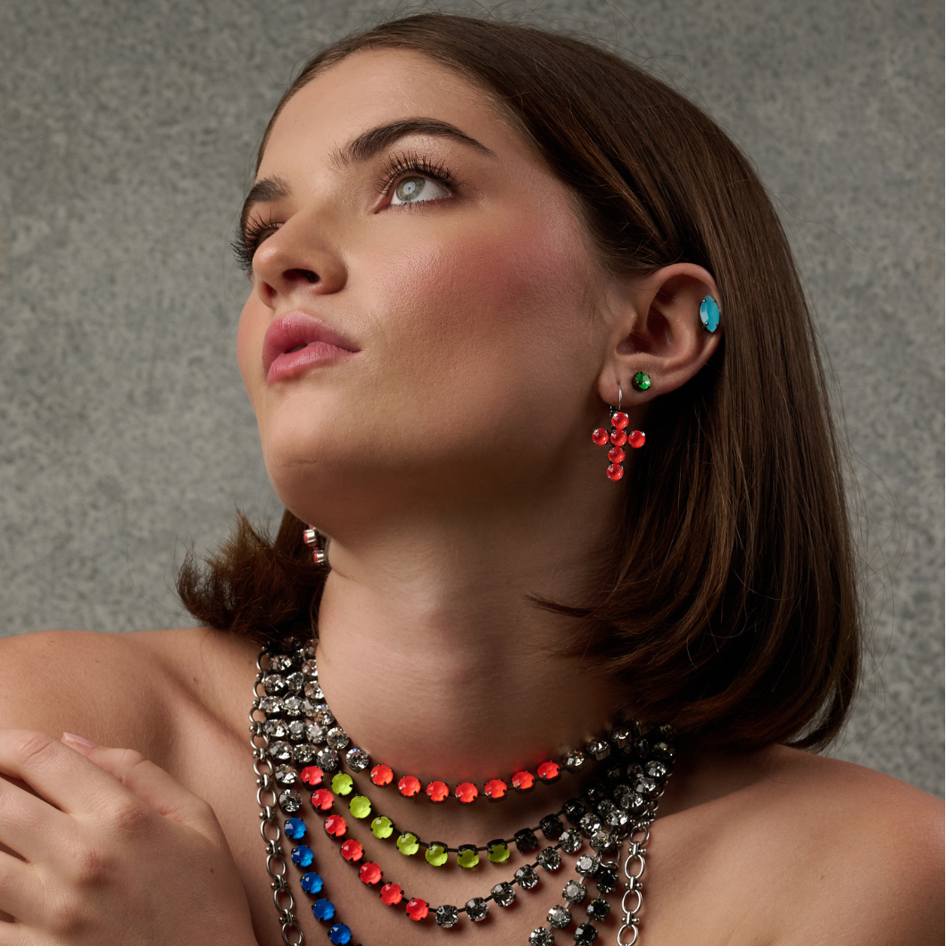 Stella Studs - Opaque Green - Gold Plated