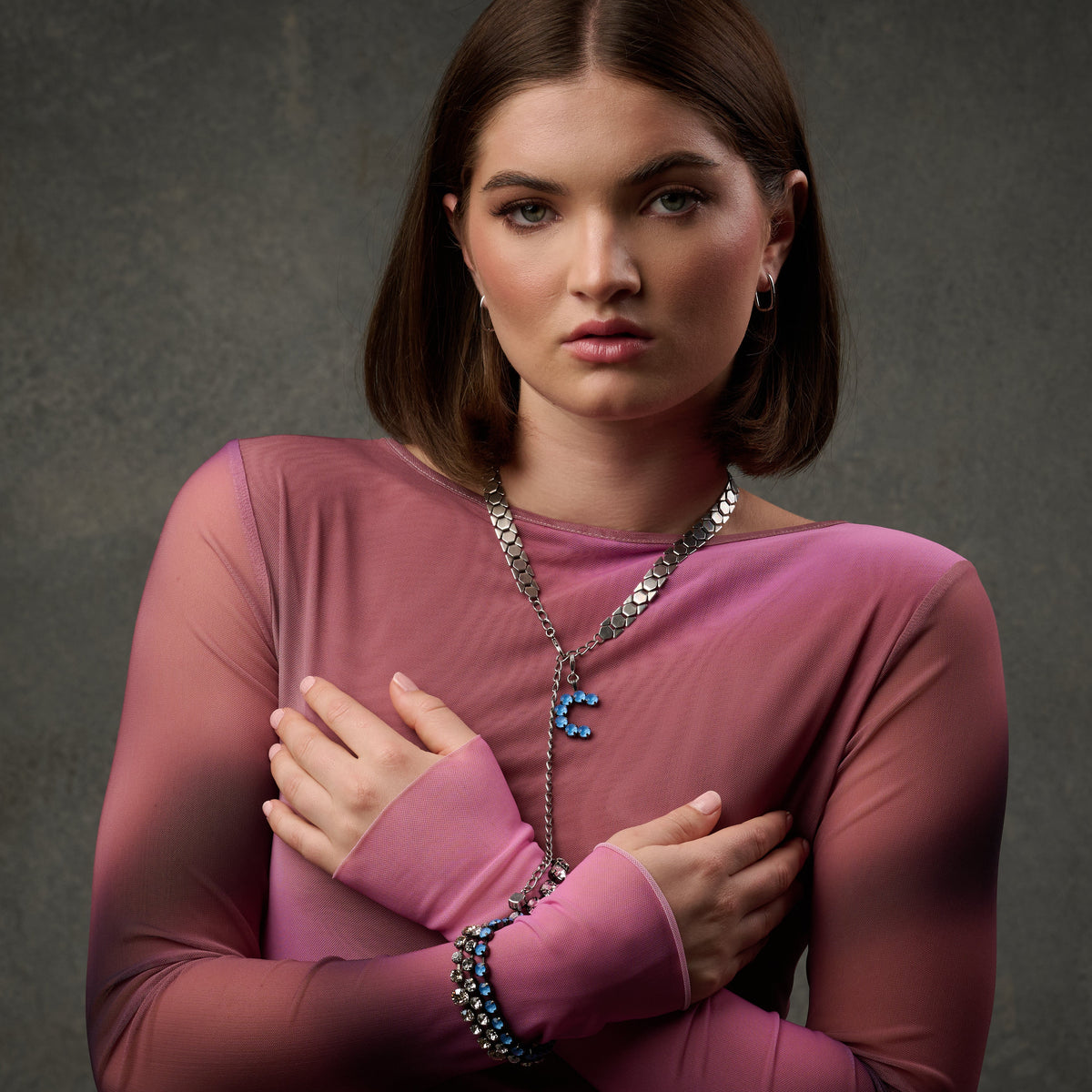 Dylan Chain - Jet - Antique Silver