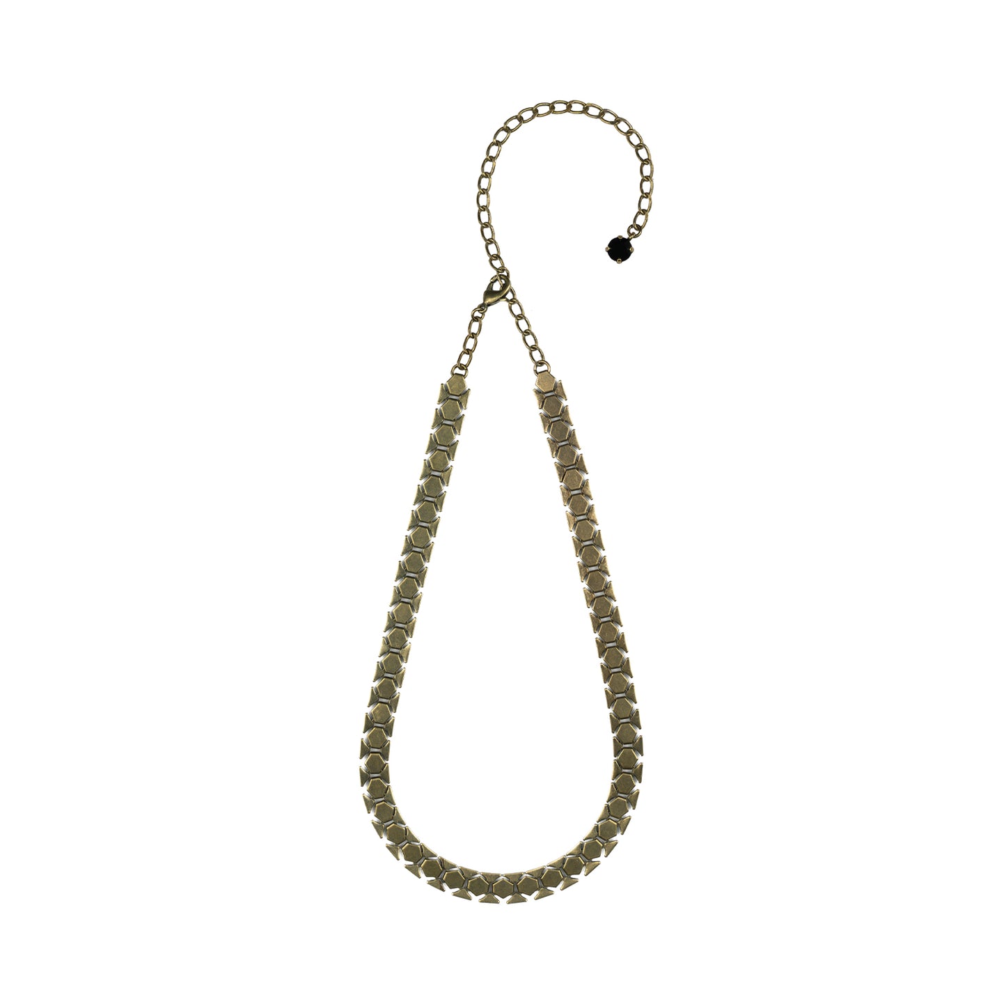 Dylan Necklace - Jet - Antique Brass