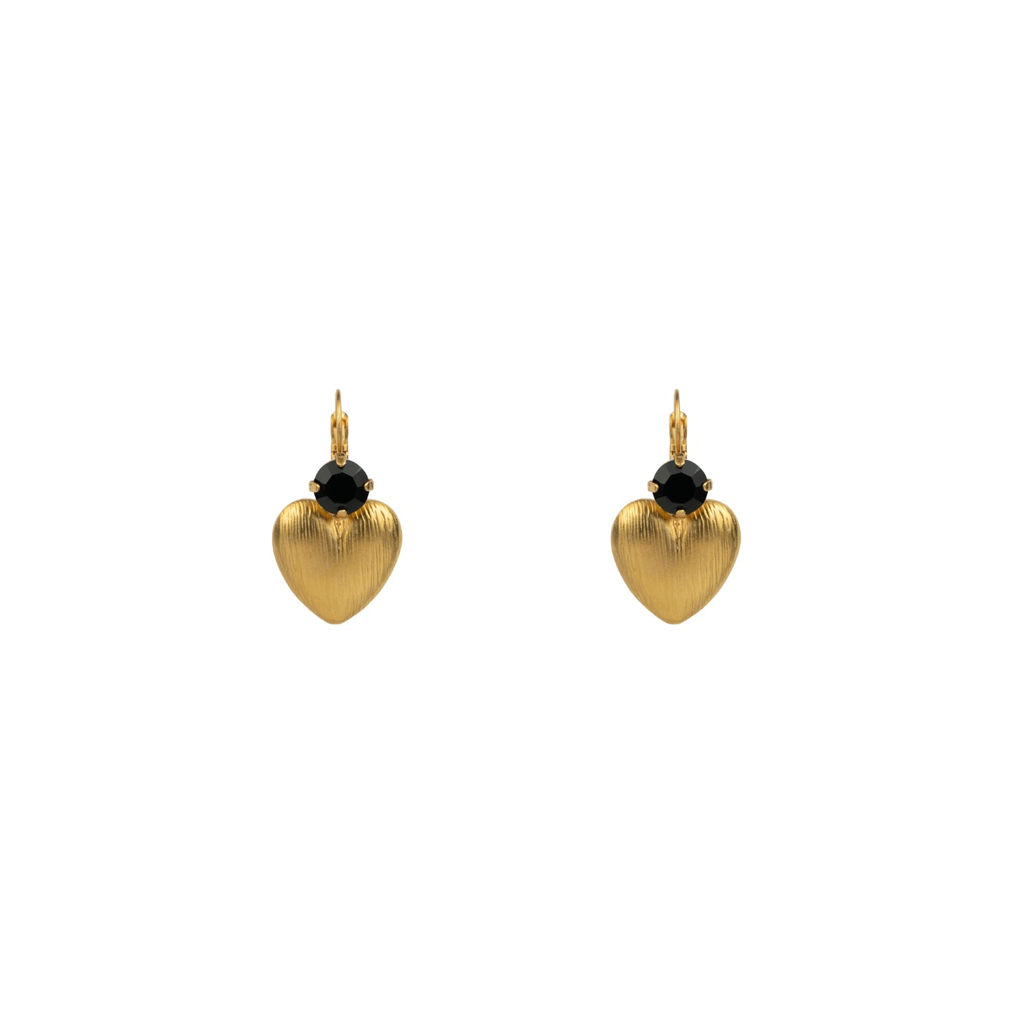 Crystal Heart Drops - Jet - Bronze Matte