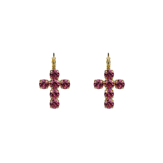 Crystal Cross Drops - Rose - Soft Gold