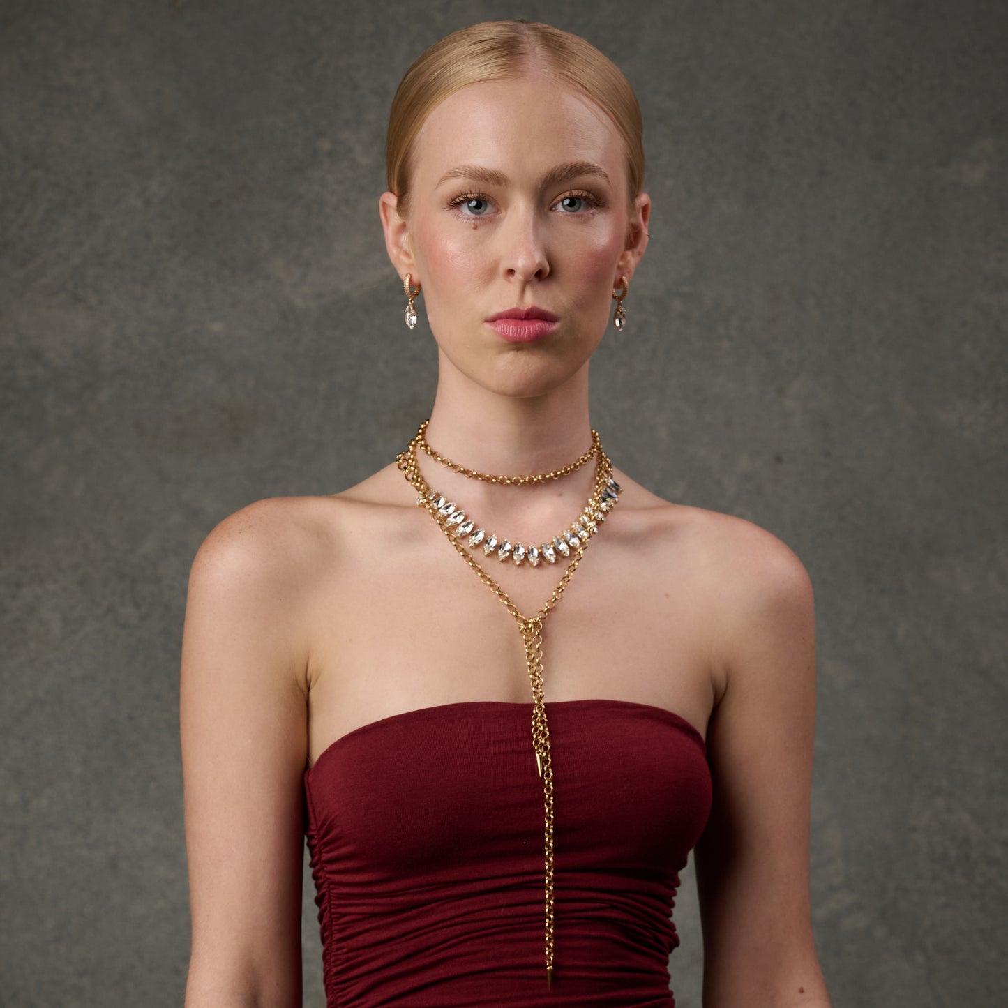 Stella Anchor Necklace - Crystal