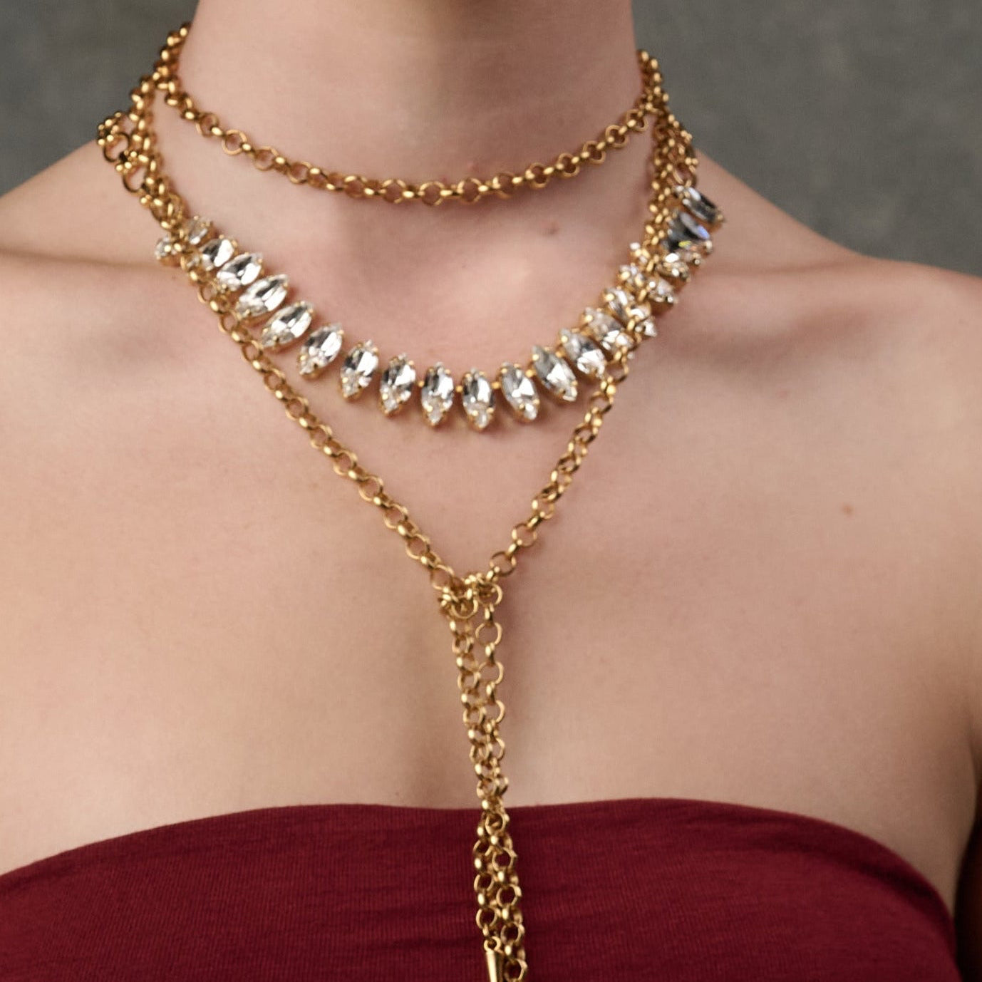Stella Anchor Necklace - Crystal