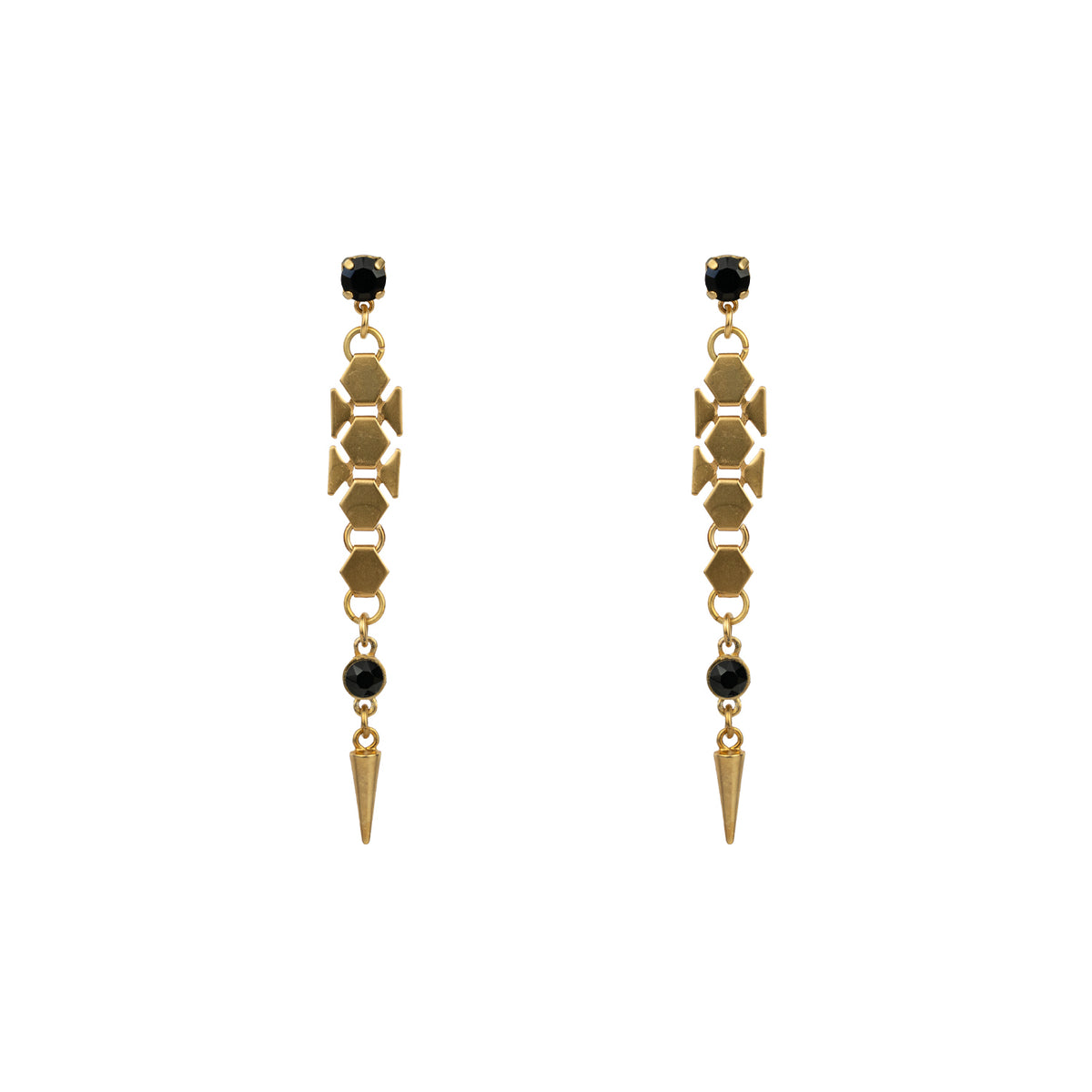 Dylan Spike Earrings – Jet – Bronze Matte
