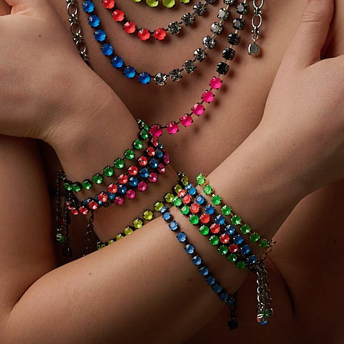 Aurora Mini Rocks Bracelet - Crystal Electric Blue - Antique Silver