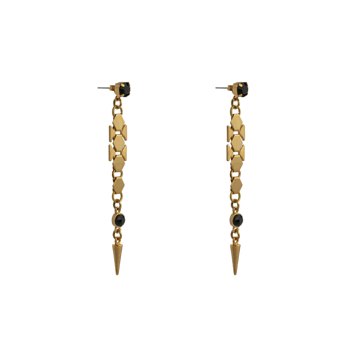Dylan Spike Earrings – Jet – Bronze Matte