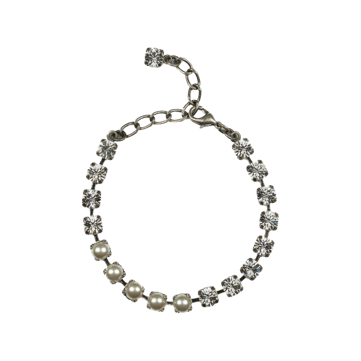 Aurora Mini Rocks Bracelet - Crystal & Pearls - Black Matte
