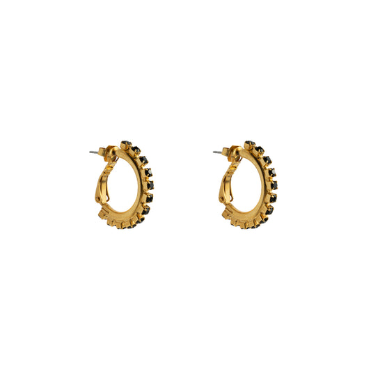 Elphin Hoops - Jet - Small - Bronze Plated
