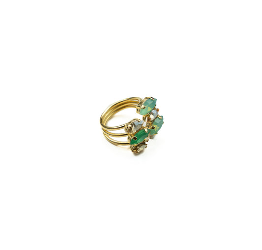 Astrid Adjustable Ring - Green Opal